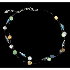 Mermaidcore Layered Rainbow Shell Beaded Station Necklace